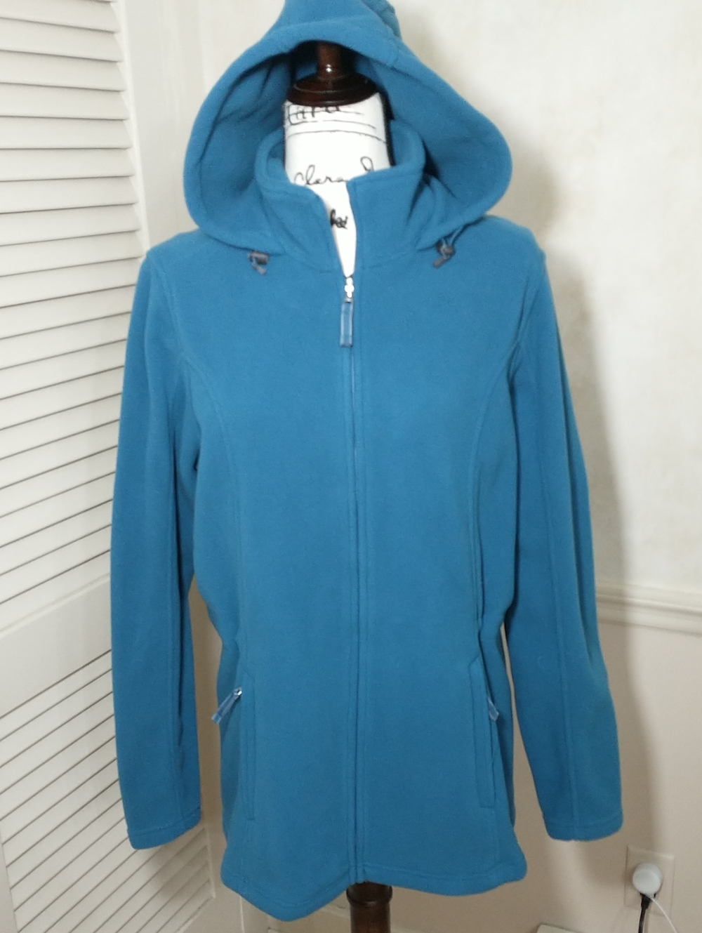 LIKE NEW L.L.Bean Thermacheck Fleece Hooded Jacket,‎ Teal, Size Large (14-16)